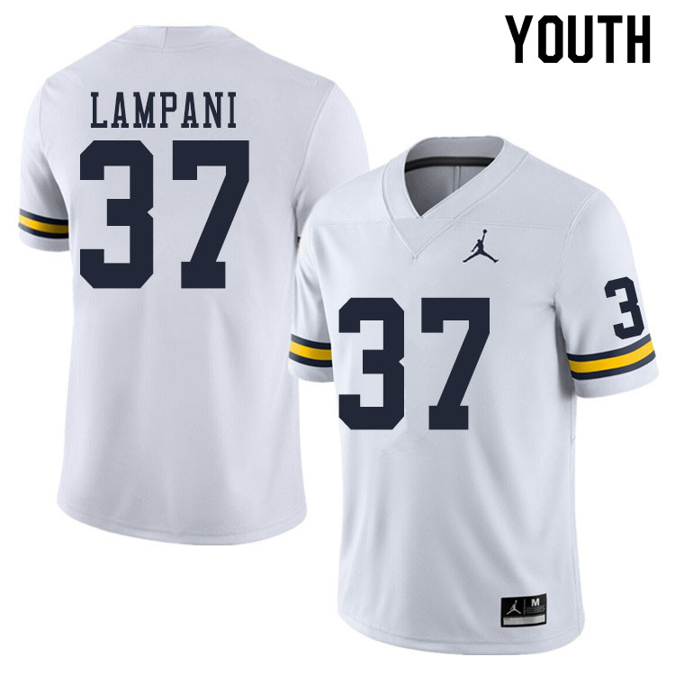 Youth #37 Jonathan Lampani Michigan Wolverines College Football Jerseys Sale-White